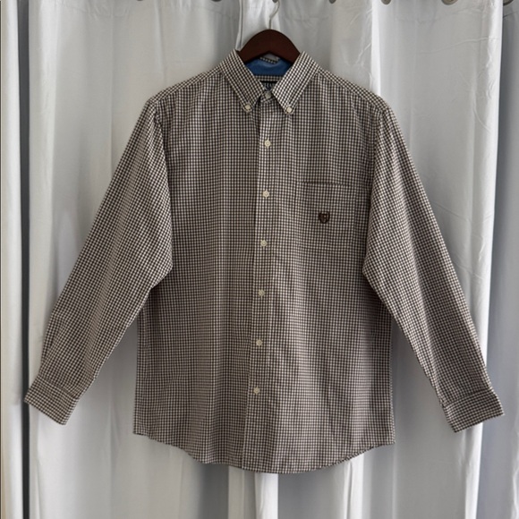 Chaps Other - Chaps Brown & White Gingham Button Down Long Sleeve Shirt Men’s Medium